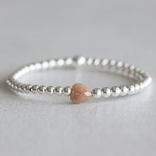 Load image into Gallery viewer, 4mm Moonstone Heart - Silver