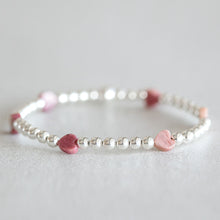 Load image into Gallery viewer, 4mm Silver Rhodonite hearts