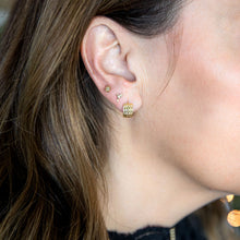 Load image into Gallery viewer, 14K Gold Diamond Floral earrings