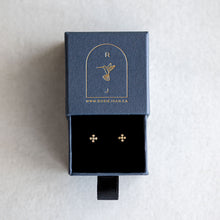 Load image into Gallery viewer, 14K Gold Diamond Cross earrings