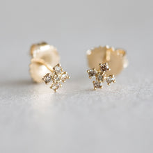 Load image into Gallery viewer, 14K Gold Diamond Cross earrings