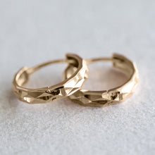 Load image into Gallery viewer, 12mm 14K Gold Bevelled Huggie Hoops