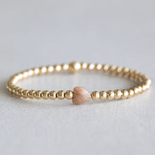 Load image into Gallery viewer, 4mm Moonstone Heart - Gold
