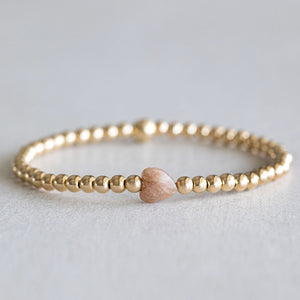 4mm Moonstone Heart - Gold