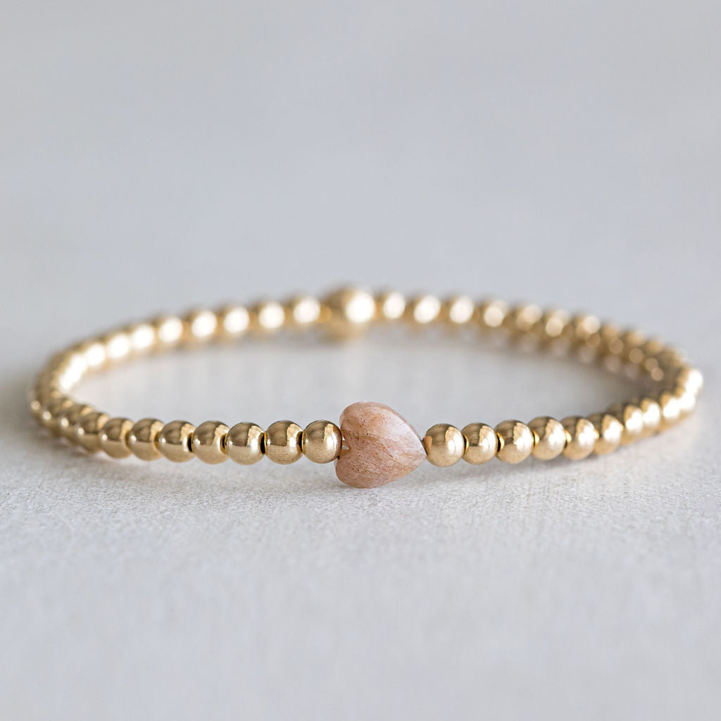 4mm Moonstone Heart - Gold