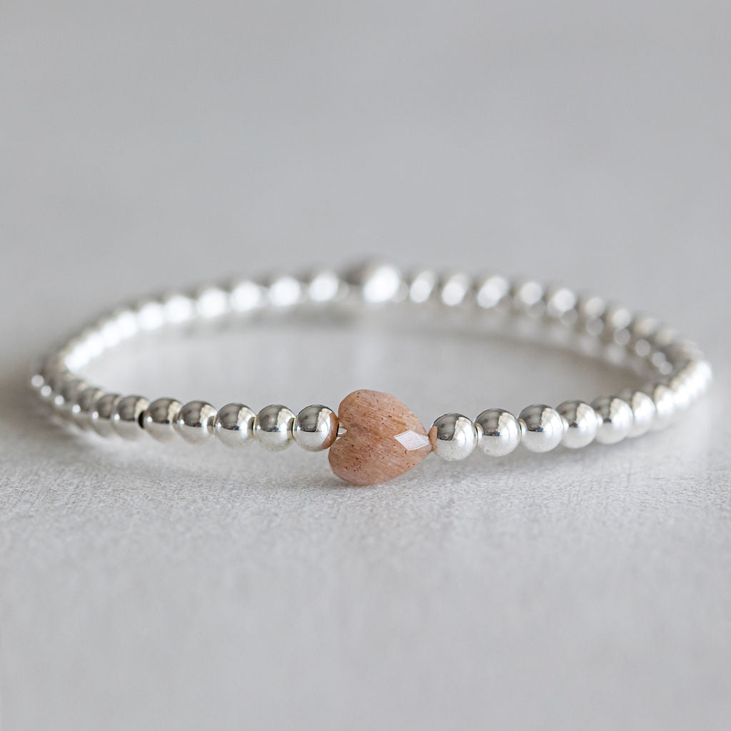 4mm Moonstone Heart - Silver