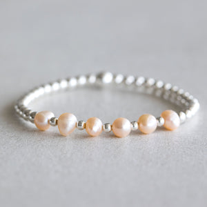 4mm Peach Pearl - Silver