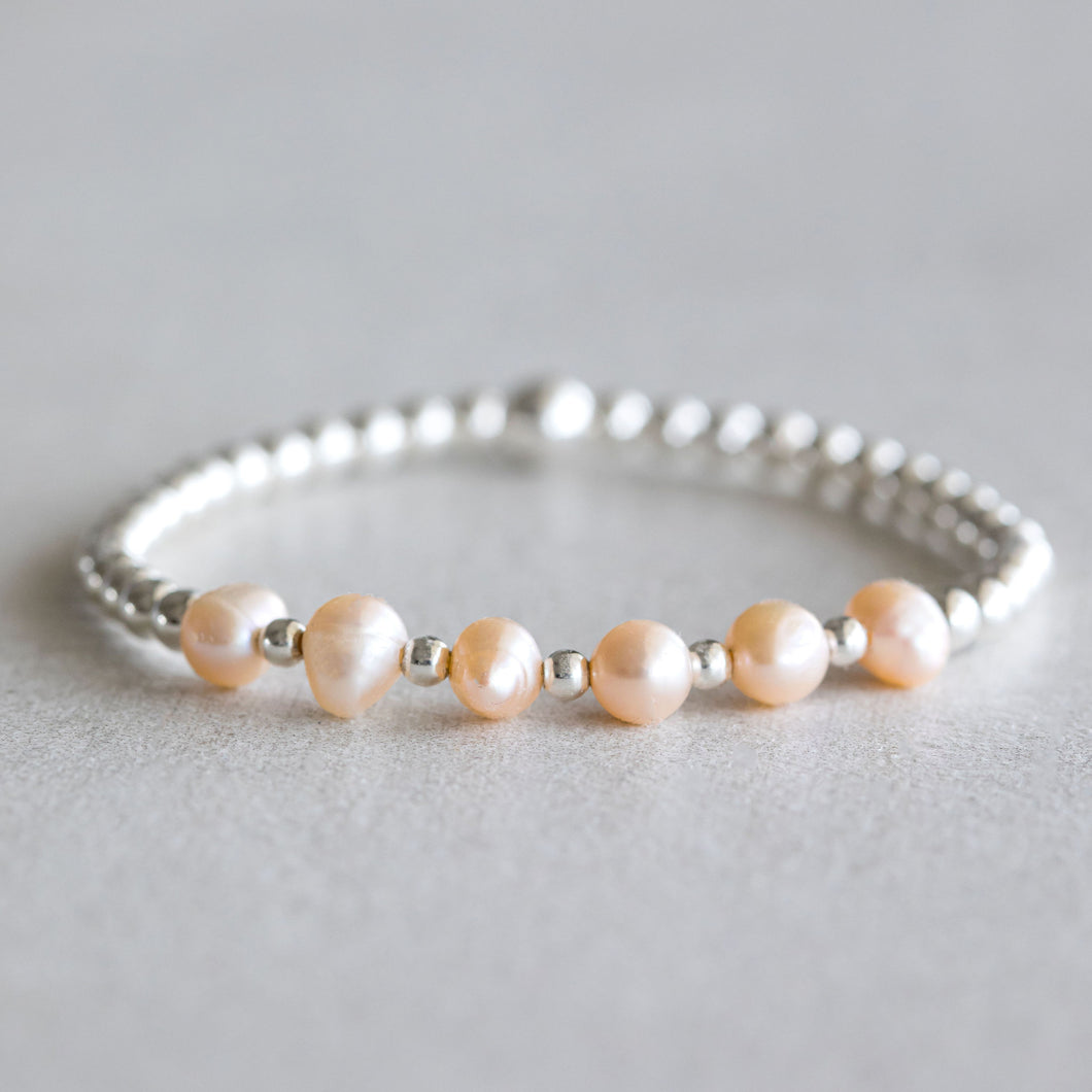 4mm Peach Pearl - Silver