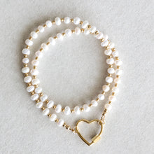 Load image into Gallery viewer, Necklace - Pearl Heart Lock Gold
