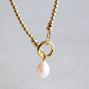 Necklace - Pearl Drop Gold