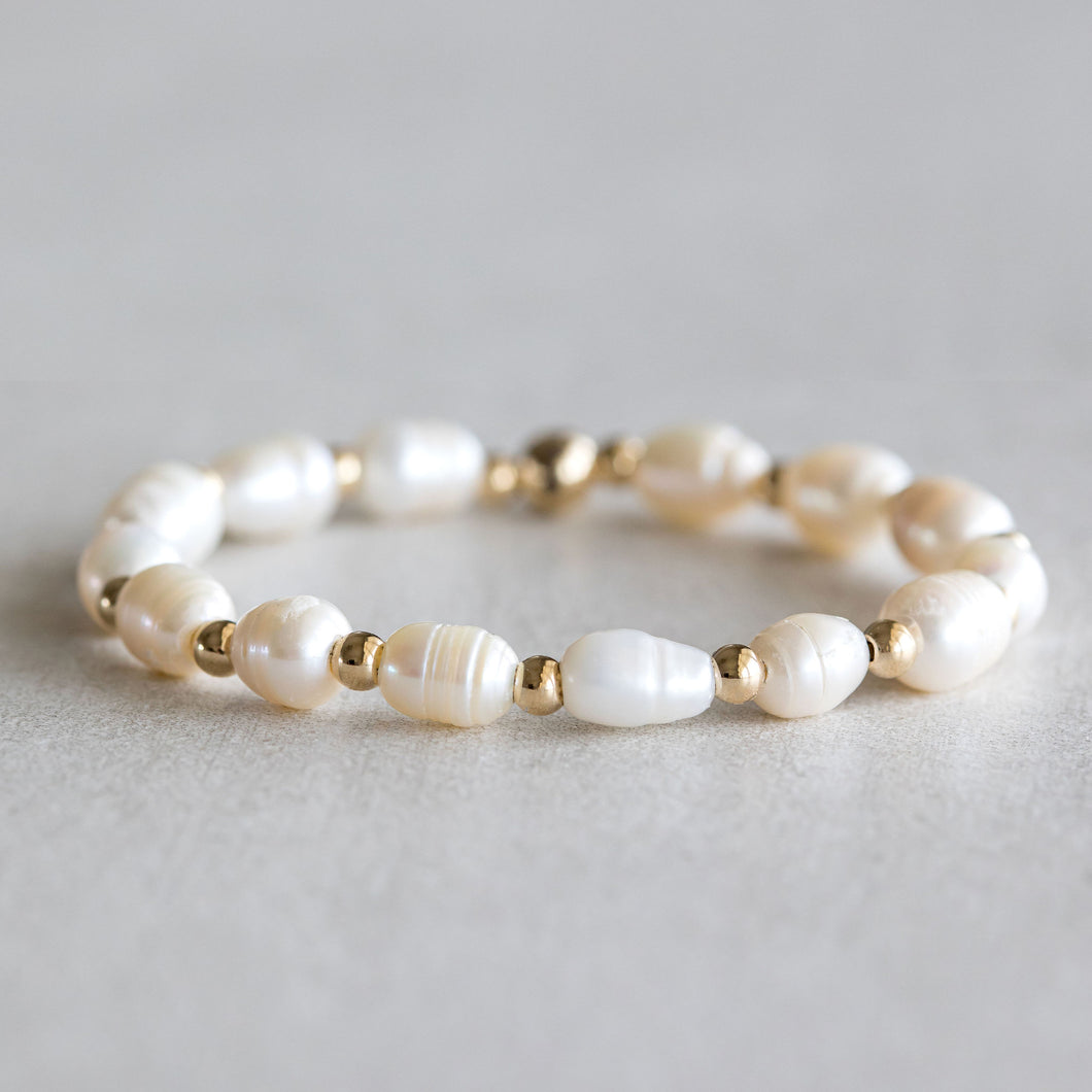 7mm White pearl - Gold