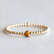 Load image into Gallery viewer, 4mm Tiger's Eye Heart - Gold
