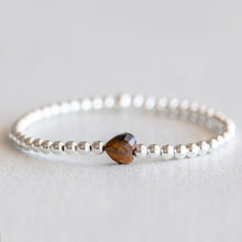 Load image into Gallery viewer, 4mm Tiger's Eye Heart - Silver
