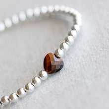 Load image into Gallery viewer, 4mm Tiger's Eye Heart - Silver
