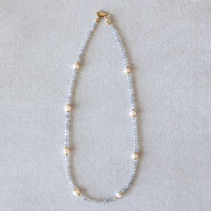 Labradorite + Pearl Necklace - Gold