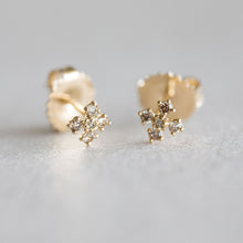 Load image into Gallery viewer, 14K Gold Diamond Cross earrings
