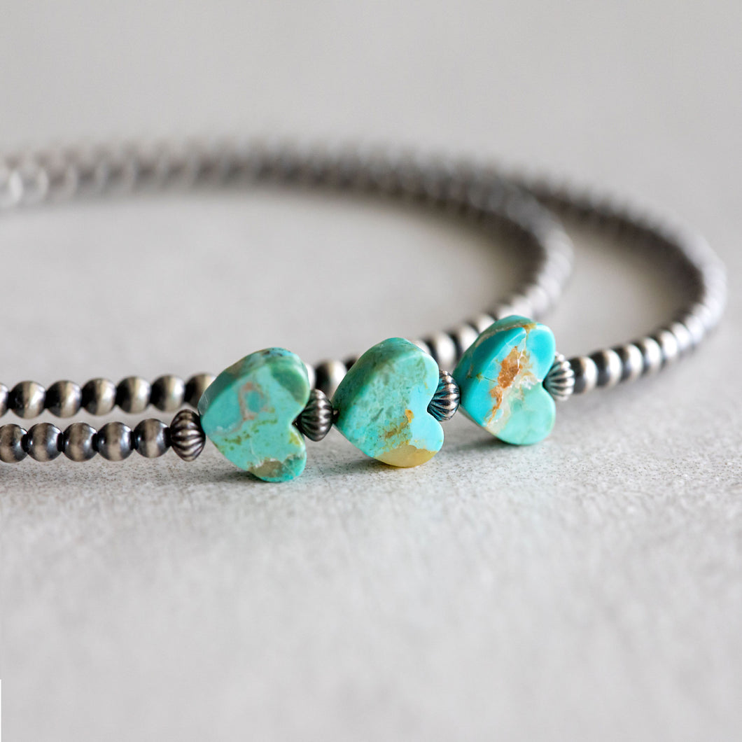 Triple Heart Necklace - Navajo Pearl