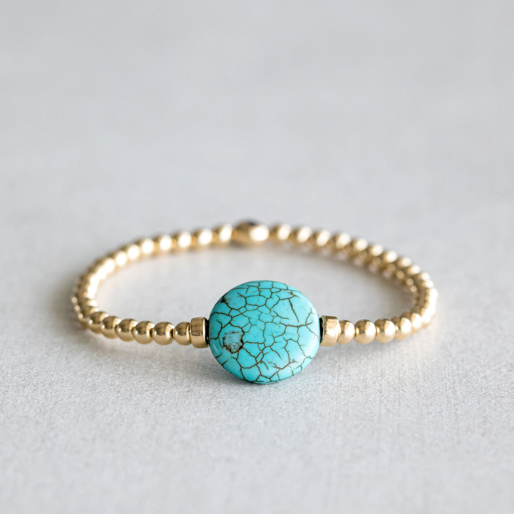 4mm Turquoise Disc - Gold