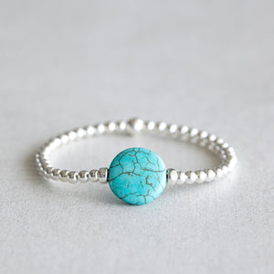 4mm Turquoise Disc - Silver