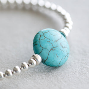 4mm Turquoise Disc - Silver
