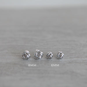 14k White Gold Love Knot studs - 6MM