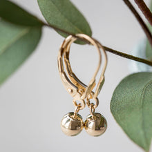 Load image into Gallery viewer, 14K Drop Ball leverback earrings
