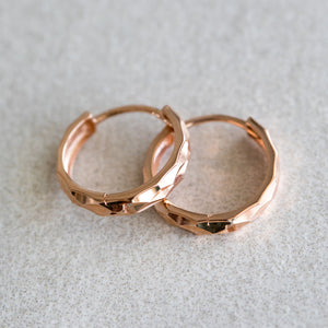 12mm 14K Gold Bevelled Huggie Hoops