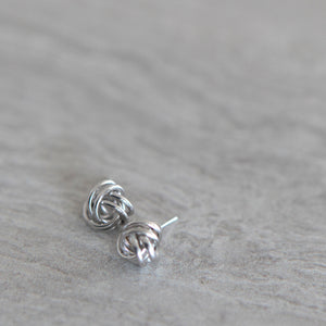 14k White Gold Love Knot studs - 6MM