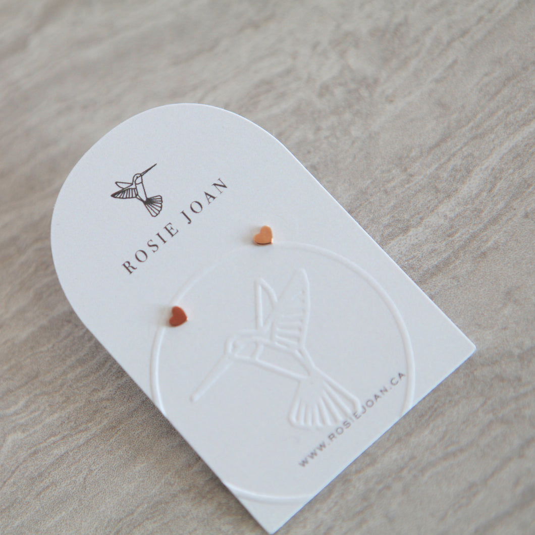 4mm 14k Rose Gold Heart Studs
