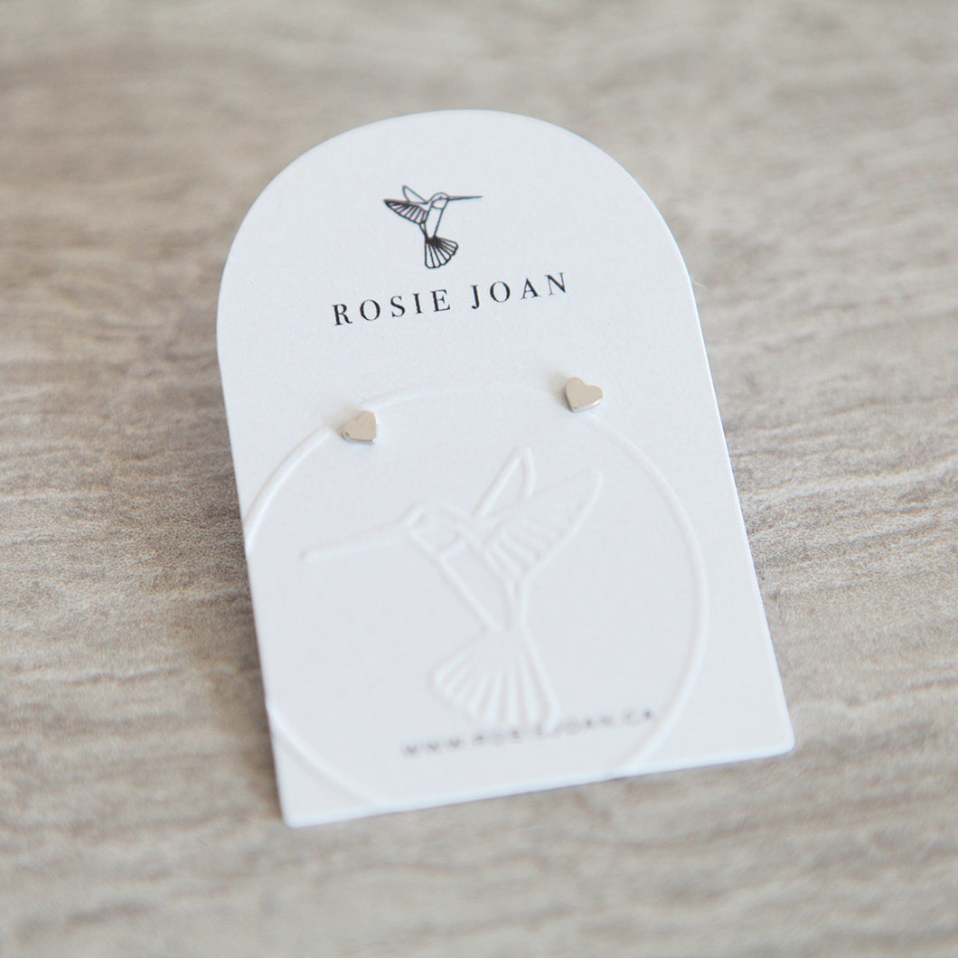 4mm 14k White Gold Heart Studs